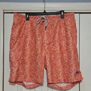 Tommy Bahama Orange Patterned Swim Board Shorts